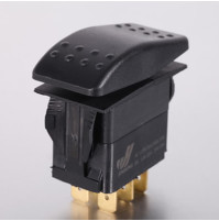 Rocker Switch without Light - 4 phase - Double Pole Single Throw DPST (On)-Off - JH-A12104BB - ASM