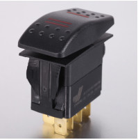 Rocker Switch without Light - 7 phase - Double Pole Double Throw DPDT On-On OR (ON)-ON - JH-A12533CRX - ASM