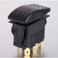 Rocker Switch without Light - 4 phase - Double Pole Single Throw DPST On-Off - JH-A22222ARX - ASM