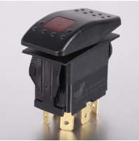 Rocker Switch with Light - 4 phase - Double Pole Single Throw DPST On-Off - JH-A22322ARX - ASM